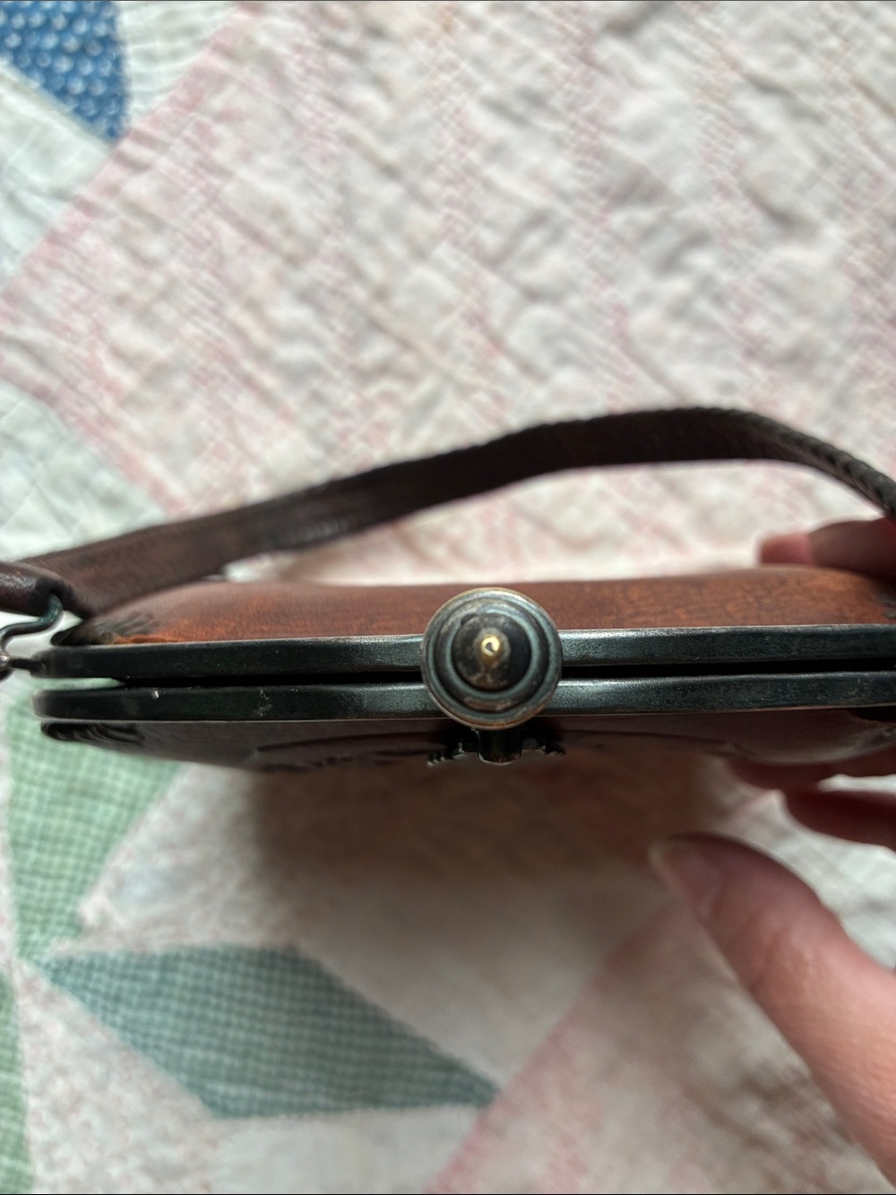 Antique Rare Early 1900s Leather Nacona Purse Art Nouveau As Is - Picture 11 of 13
